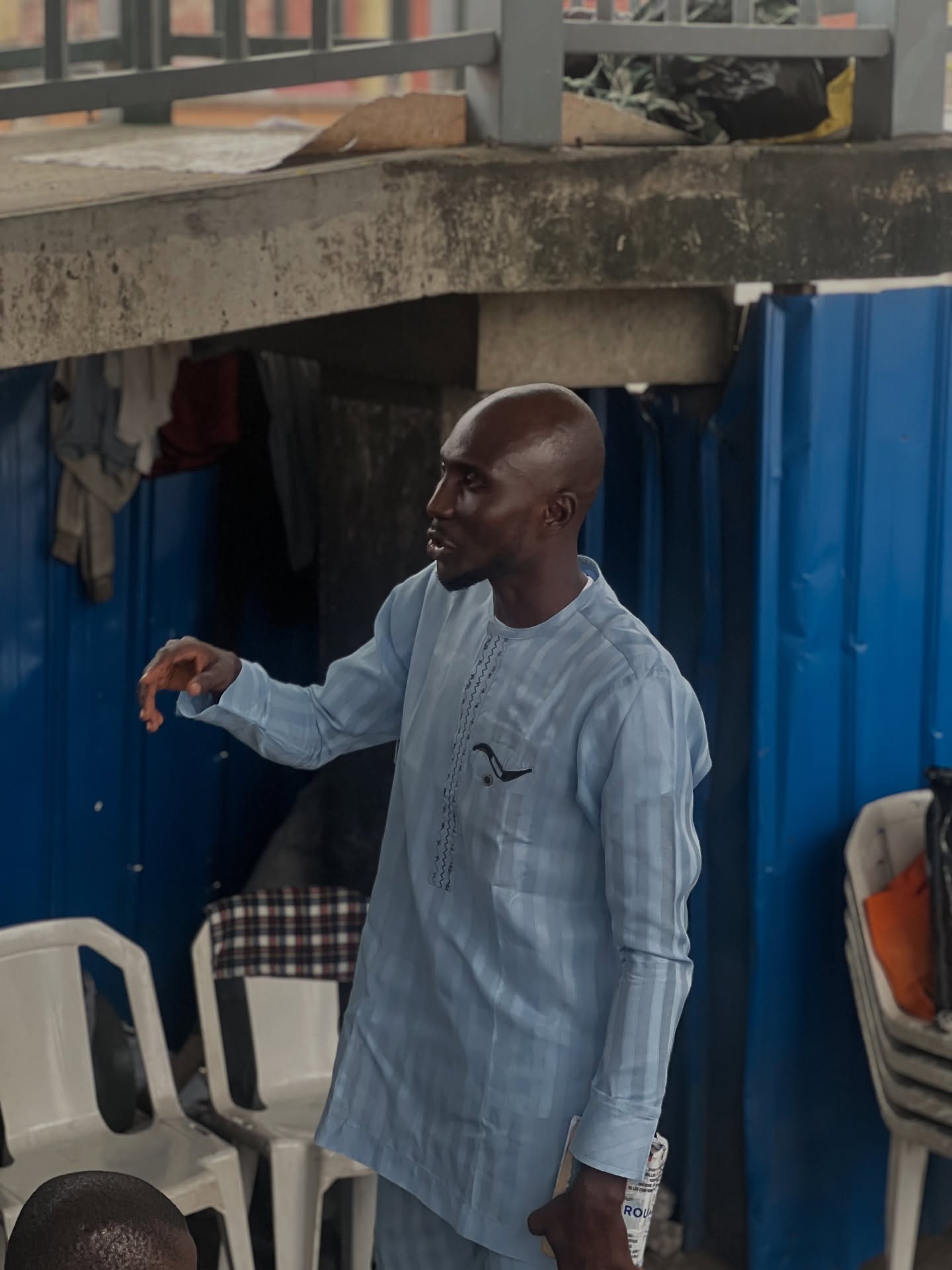 Pastor preaching at outreach